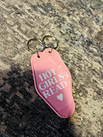 Hot girls read hotel keychain