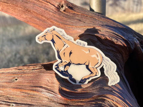 Run on Palomino horse sticker by Rafter B
